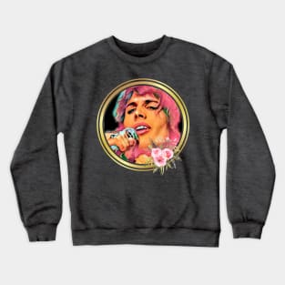 Singer (pink hair with flowers, mic) Crewneck Sweatshirt